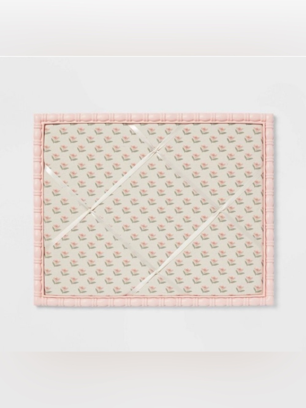 Pillowfort Pink Floral Fabric Photo/ Memo Board with Ribbon Accents Kids
